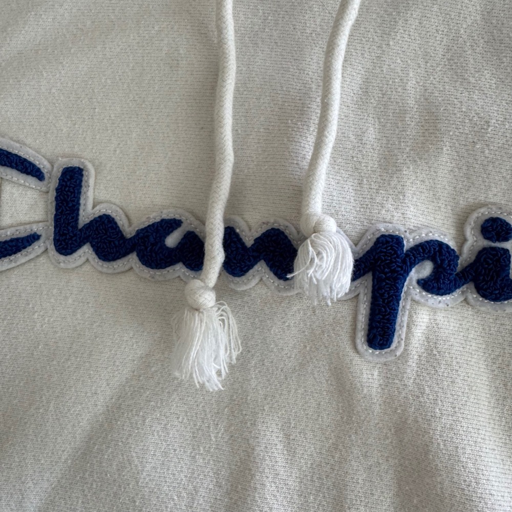 Champion Large White Reverse Weave Embroidered Logo Pullover Hoodie Sweatshirt - Picture 7 of 11